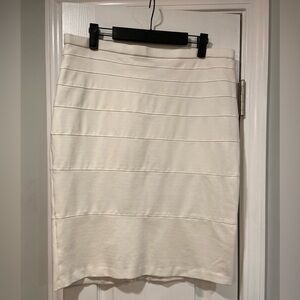 Thalian White Tiered Stretchy Elastic Waist Mini Pencil Skirt Size 12